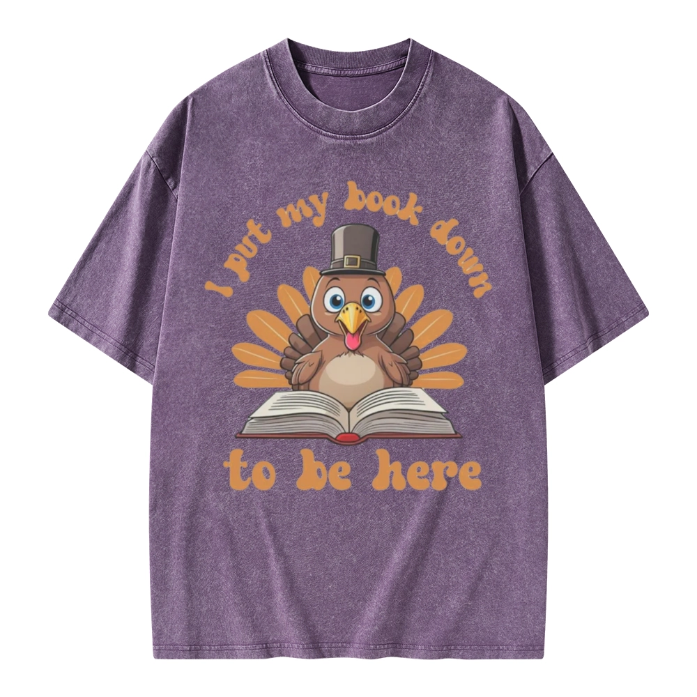 Pagewings Funny Thanksgiving Book Unisex Washed T-shirt