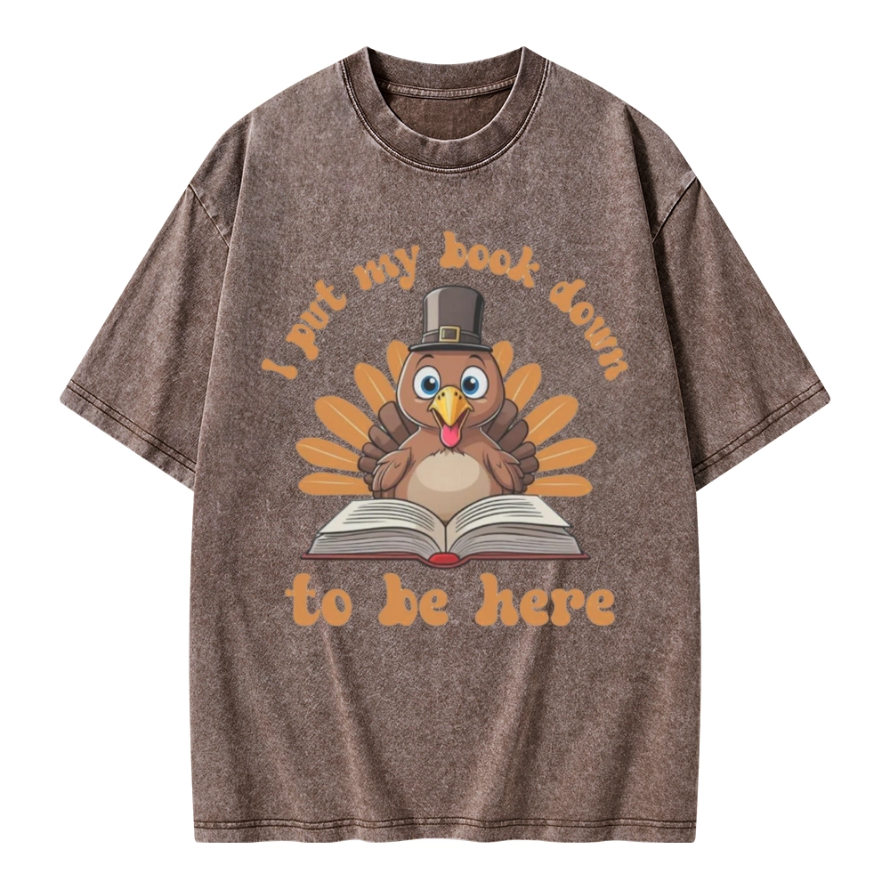 Pagewings Funny Thanksgiving Book Unisex Washed T-shirt