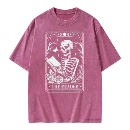 Pagewings The Reader Tarot Card Unisex Washed T-shirt