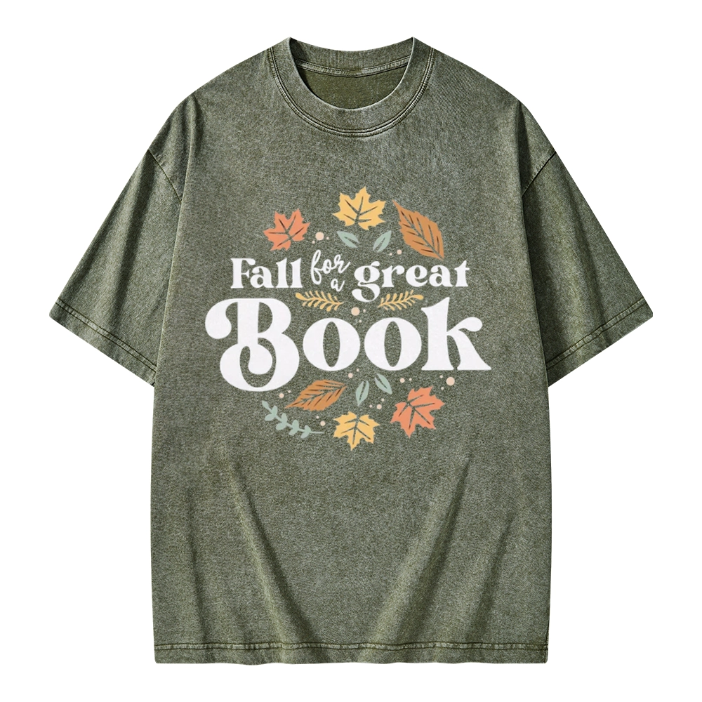 Pagewings Thanksgiving Fall For A Great Book Unisex Washed T-shirt
