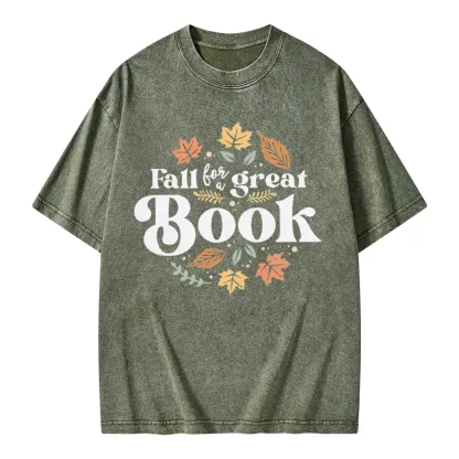 Pagewings Thanksgiving Fall For A Great Book Unisex Washed T-shirt