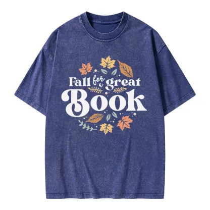 Pagewings Thanksgiving Fall For A Great Book Unisex Washed T-shirt