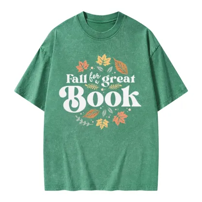 Pagewings Thanksgiving Fall For A Great Book Unisex Washed T-shirt