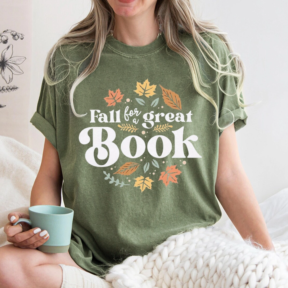 Pagewings Thanksgiving Fall For A Great Book Unisex Washed T-shirt