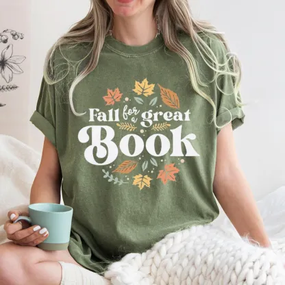 Pagewings Thanksgiving Fall For A Great Book Unisex Washed T-shirt