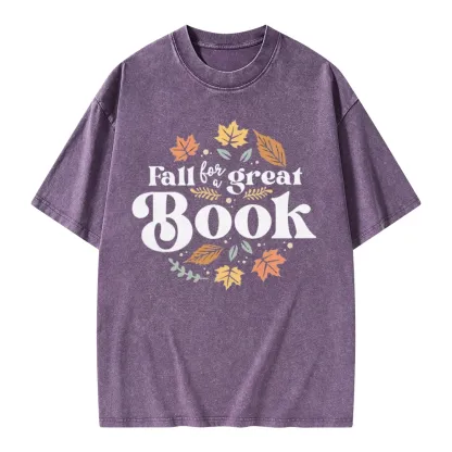 Pagewings Thanksgiving Fall For A Great Book Unisex Washed T-shirt