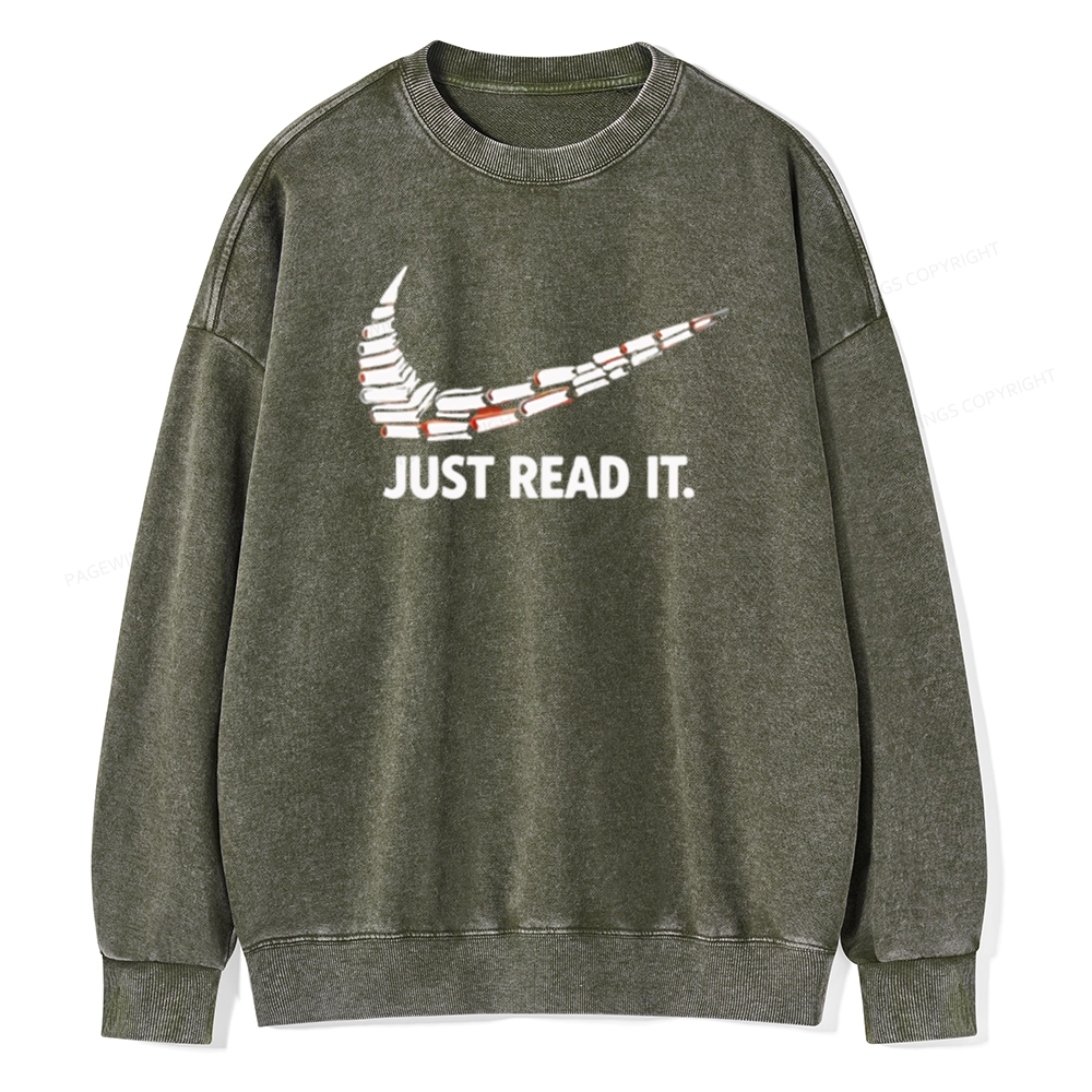 Pagewings Just Read It And Feel Deeply Unisex Washed Sweatshirt