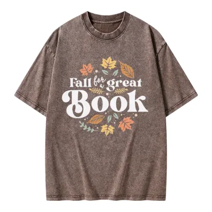 Pagewings Thanksgiving Fall For A Great Book Unisex Washed T-shirt