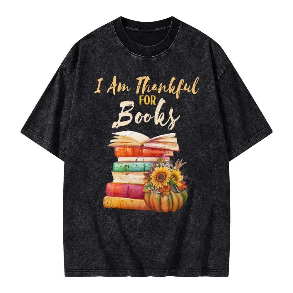 Pagewings Thanksgiving I‘m Thankful For Books Unisex Washed T-shirt