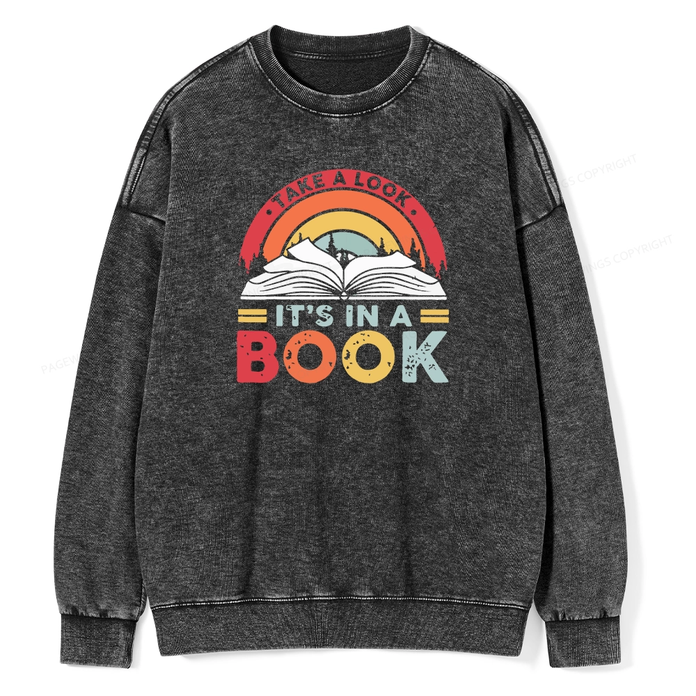 Pagewings Take A Look It's In A Book Unisex Washed Sweatshirt