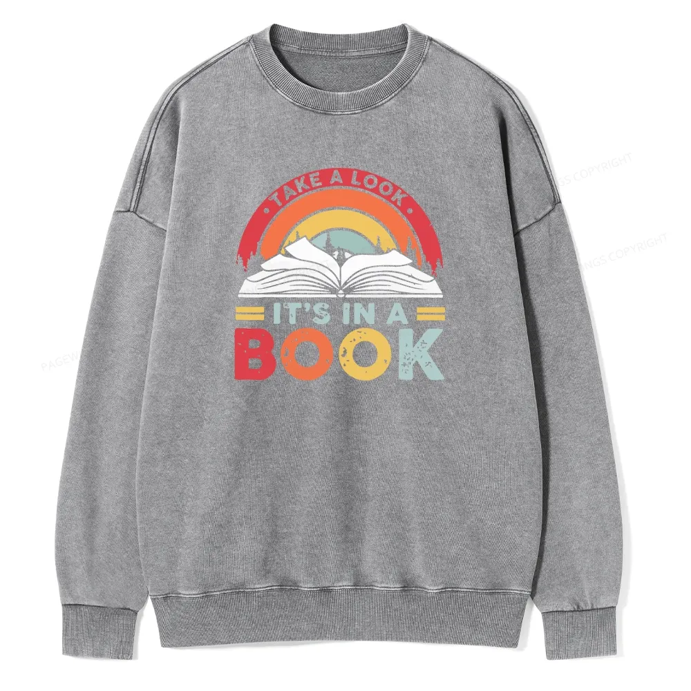 Pagewings Take A Look It's In A Book Unisex Washed Sweatshirt