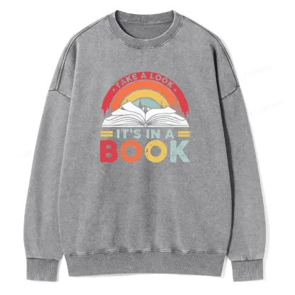 Pagewings Take A Look It's In A Book Unisex Washed Sweatshirt