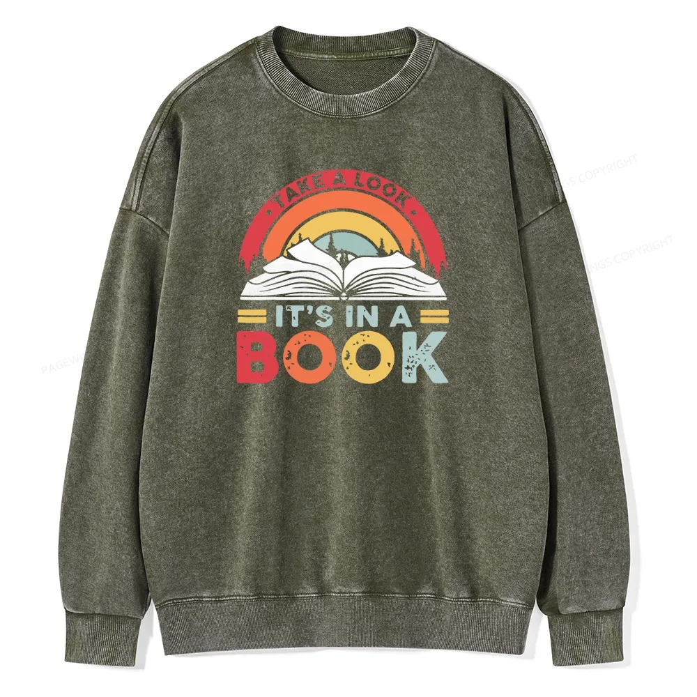 Pagewings Take A Look It's In A Book Unisex Washed Sweatshirt