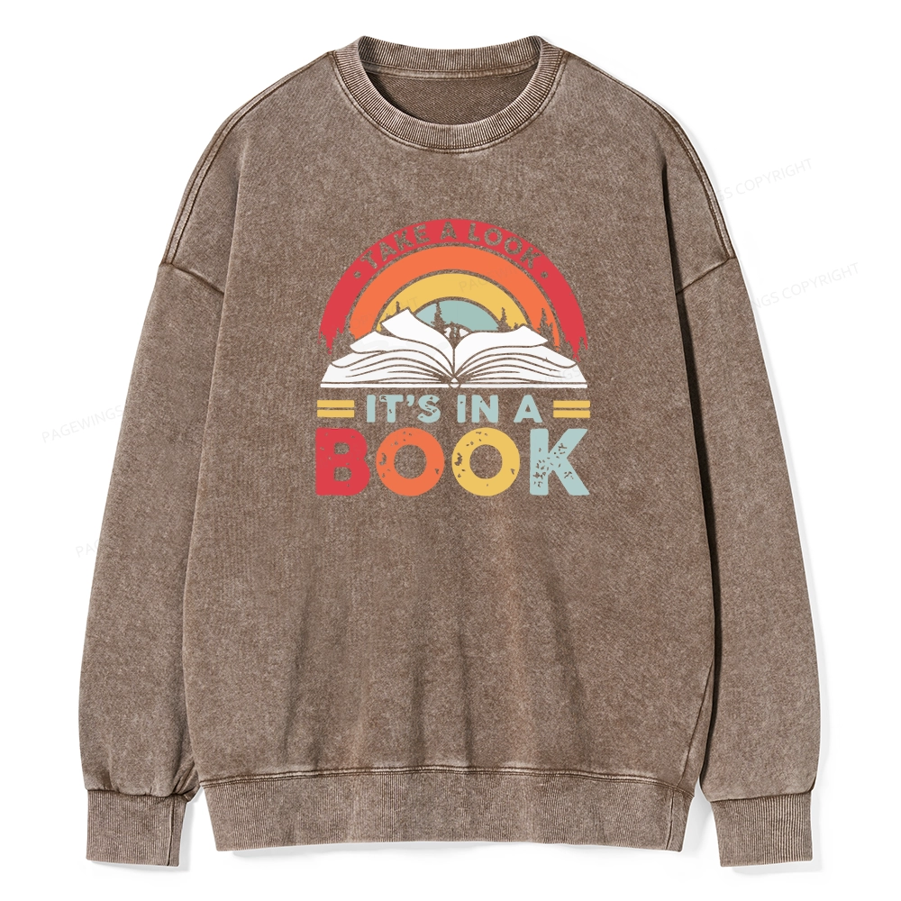 Pagewings Take A Look It's In A Book Unisex Washed Sweatshirt