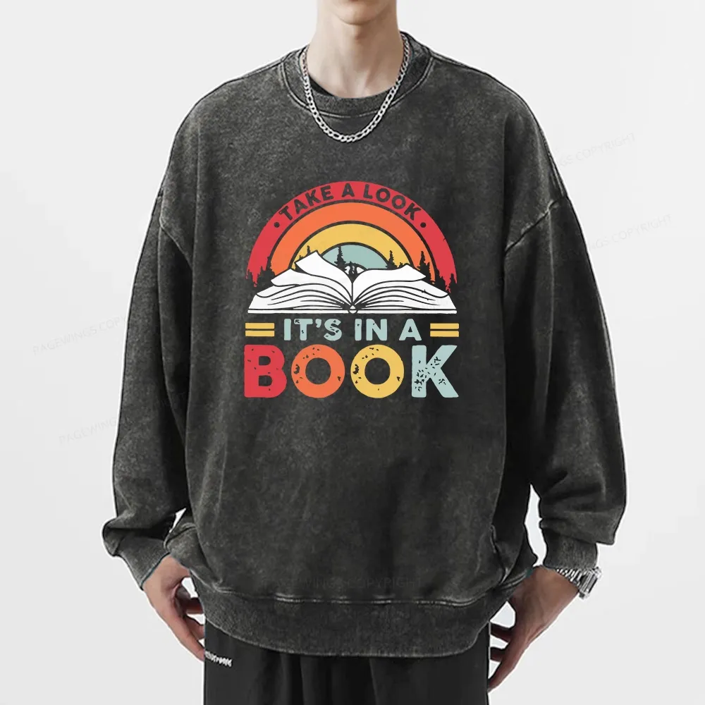 Pagewings Take A Look It's In A Book Unisex Washed Sweatshirt