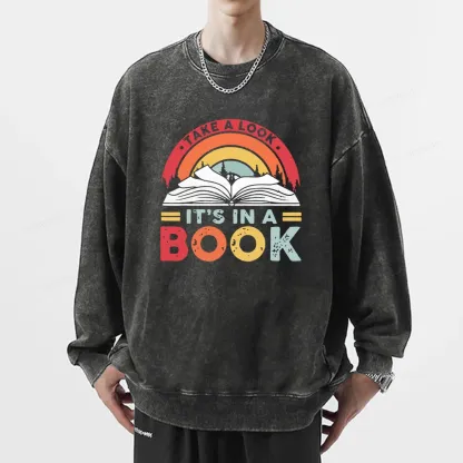 Pagewings Take A Look It's In A Book Unisex Washed Sweatshirt
