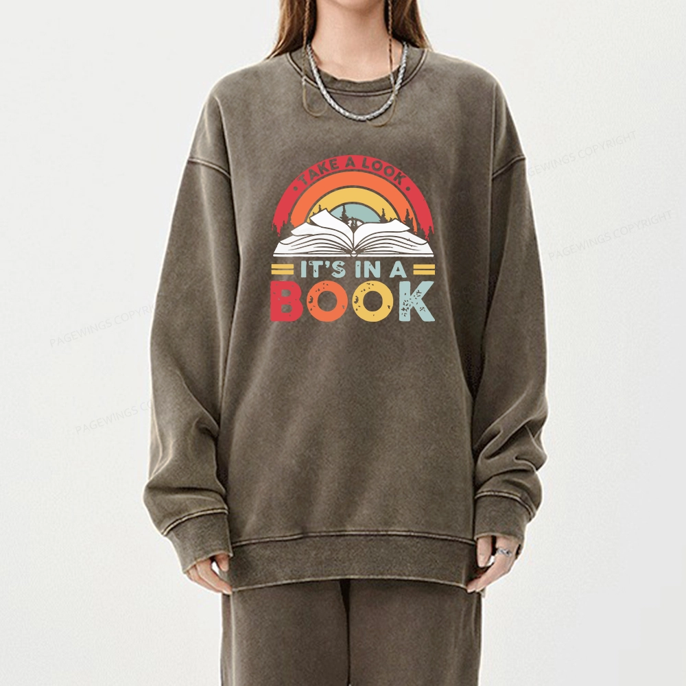 Pagewings Take A Look It's In A Book Unisex Washed Sweatshirt