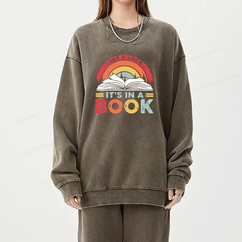Pagewings Take A Look It's In A Book Unisex Washed Sweatshirt