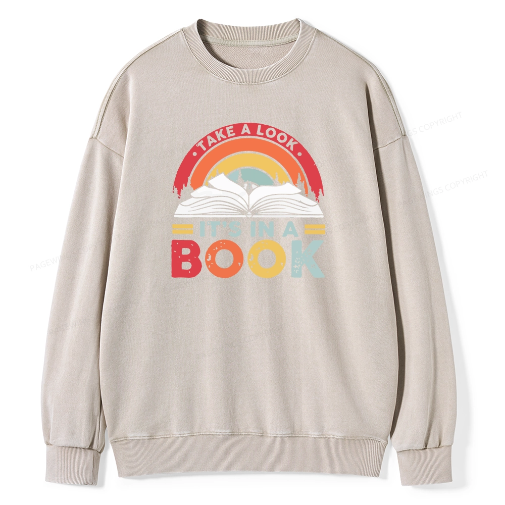 Pagewings Take A Look It's In A Book Unisex Washed Sweatshirt