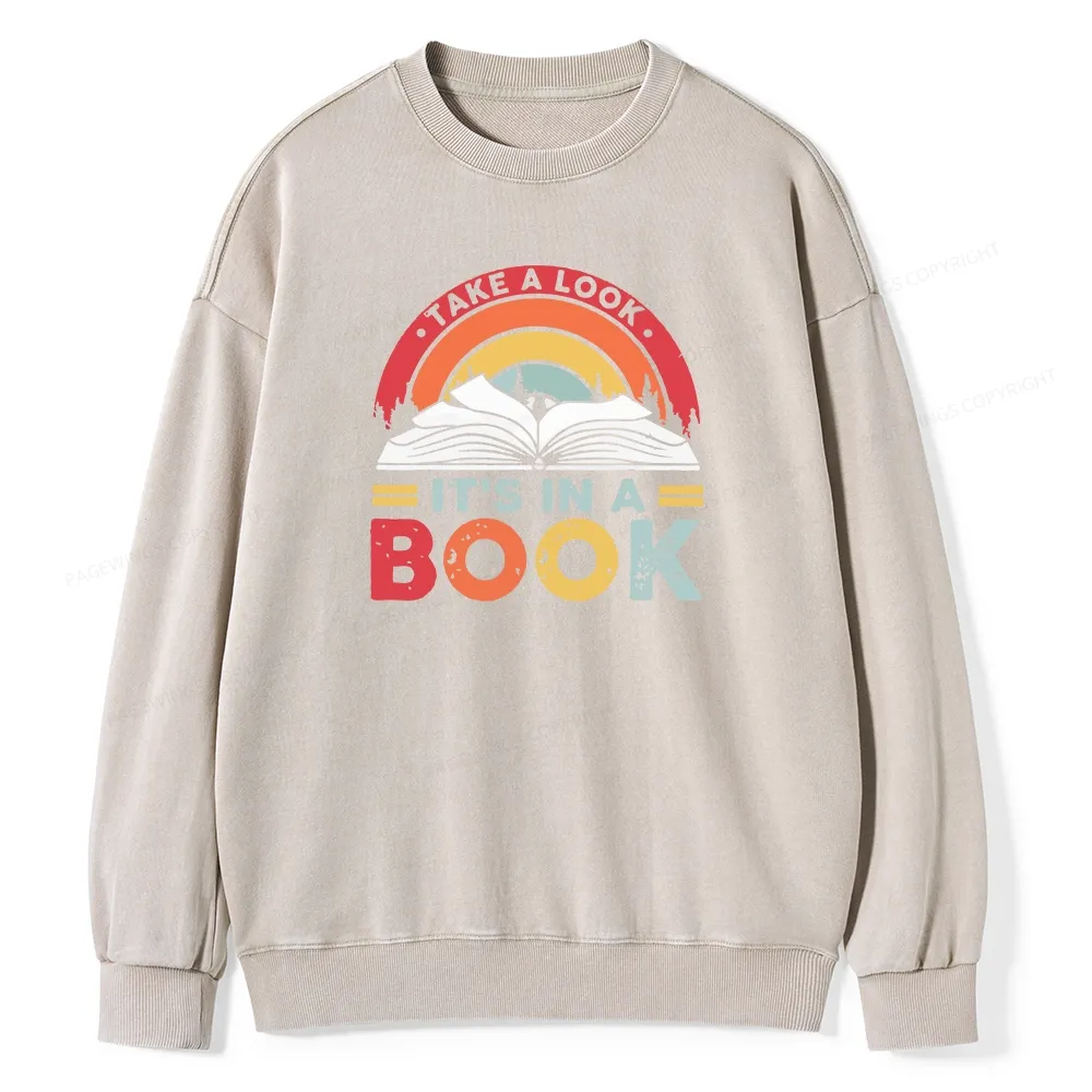 Pagewings Take A Look It's In A Book Unisex Washed Sweatshirt