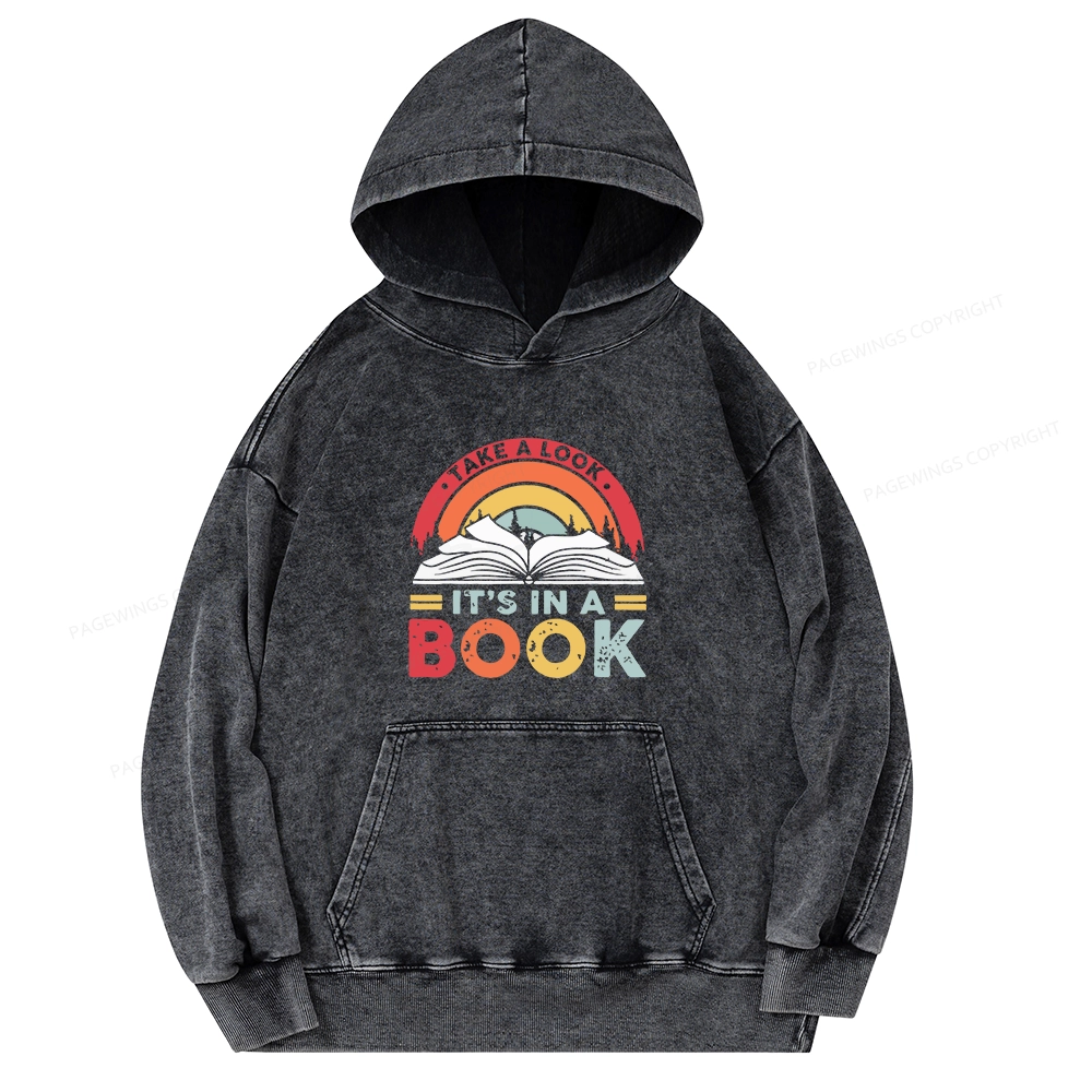 Pagewings Take A Look It's In A Book Unisex Washed Hoodie