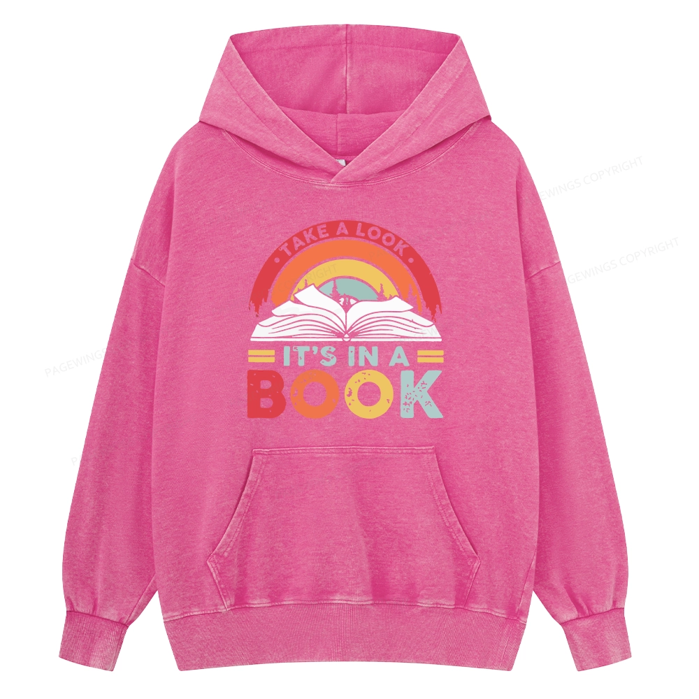 Pagewings Take A Look It's In A Book Unisex Washed Hoodie