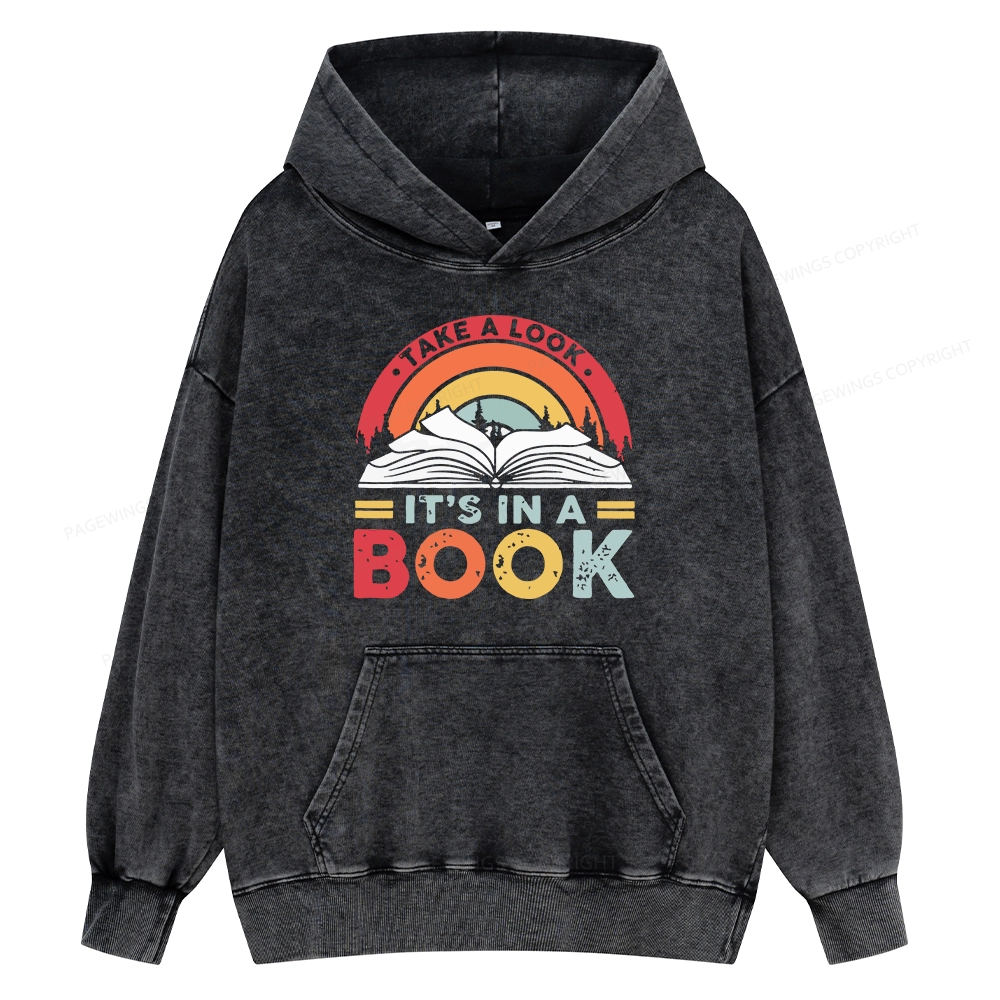 Pagewings Take A Look It's In A Book Unisex Washed Hoodie