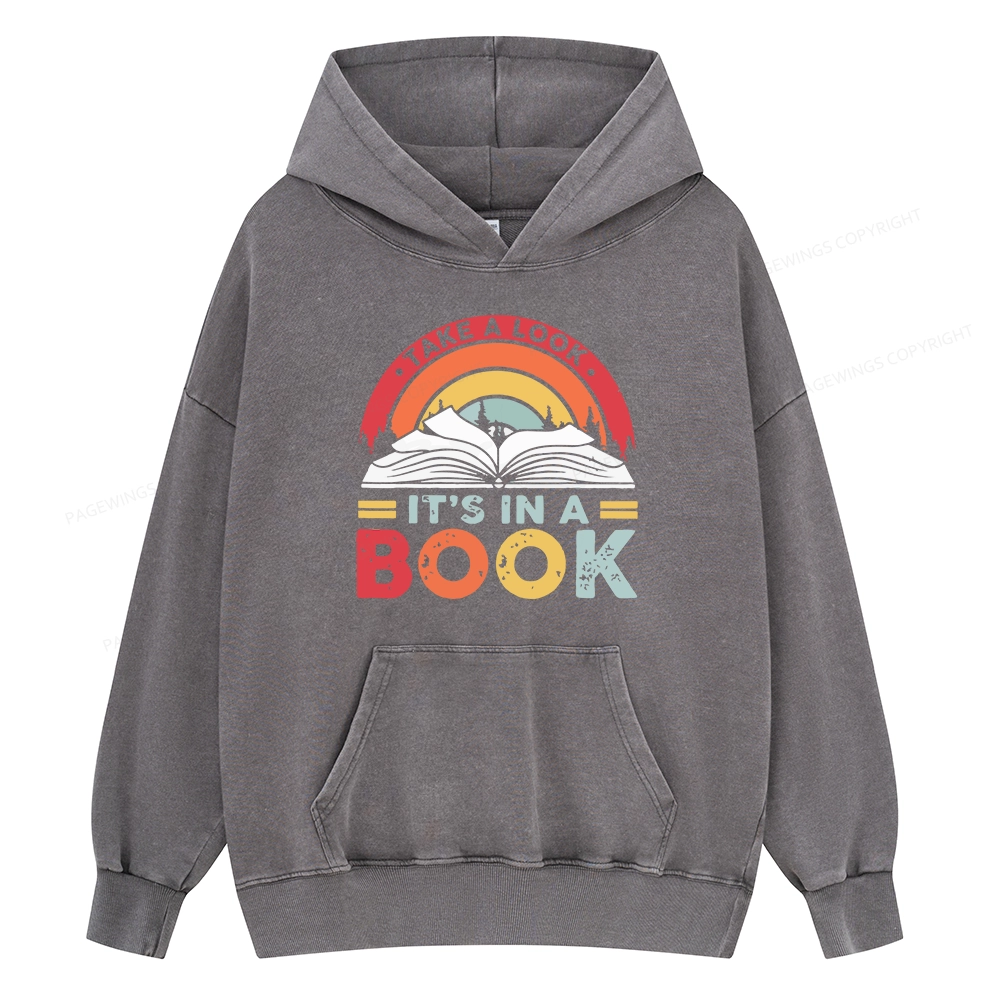 Pagewings Take A Look It's In A Book Unisex Washed Hoodie