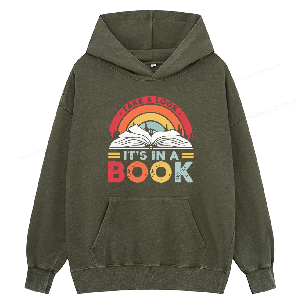 Pagewings Take A Look It's In A Book Unisex Washed Hoodie