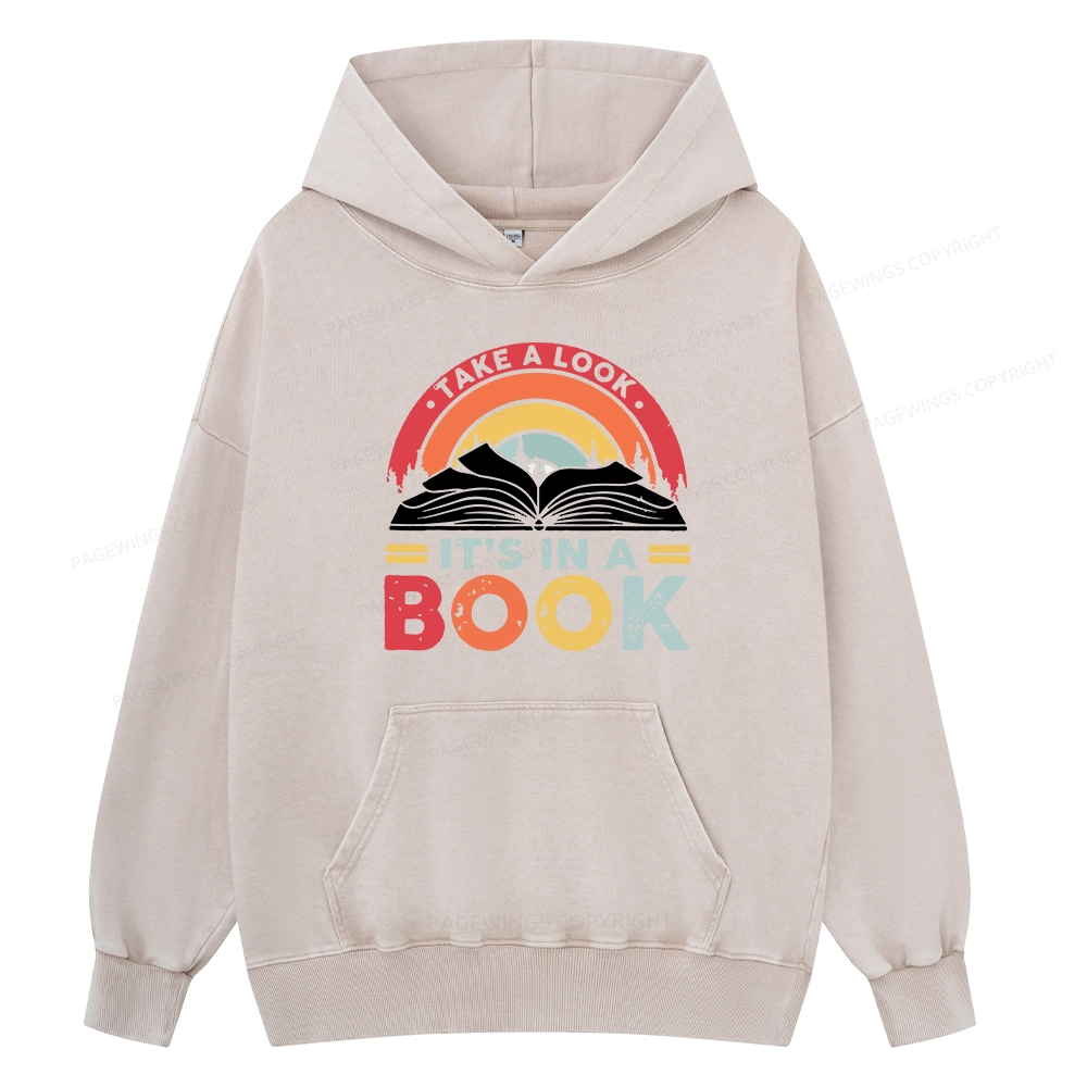 Pagewings Take A Look It's In A Book Unisex Washed Hoodie