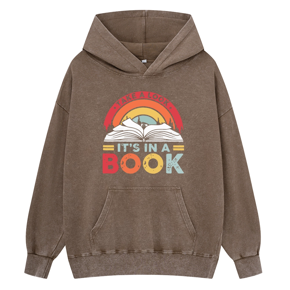 Pagewings Take A Look It's In A Book Unisex Washed Hoodie
