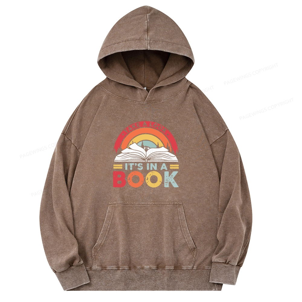 Pagewings Take A Look It's In A Book Unisex Washed Hoodie