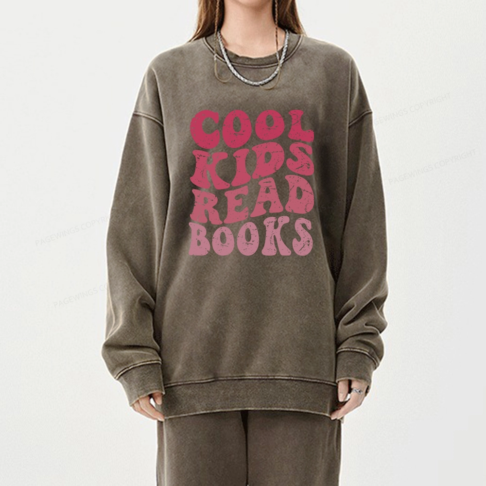 Pagewing Library Reader Book Nerd Unisex Washed Sweatshirt