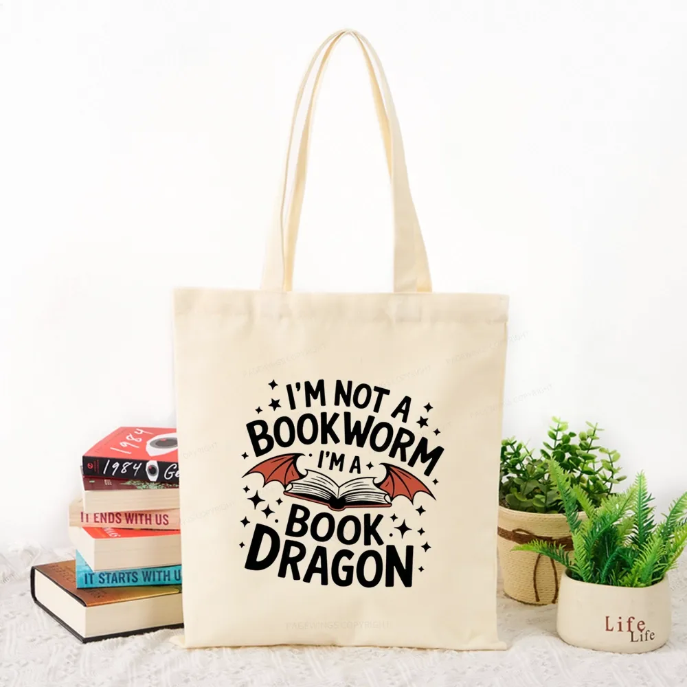 Pagewings I'm Not A Bookworm I'm A Book Dragon Tote Bag