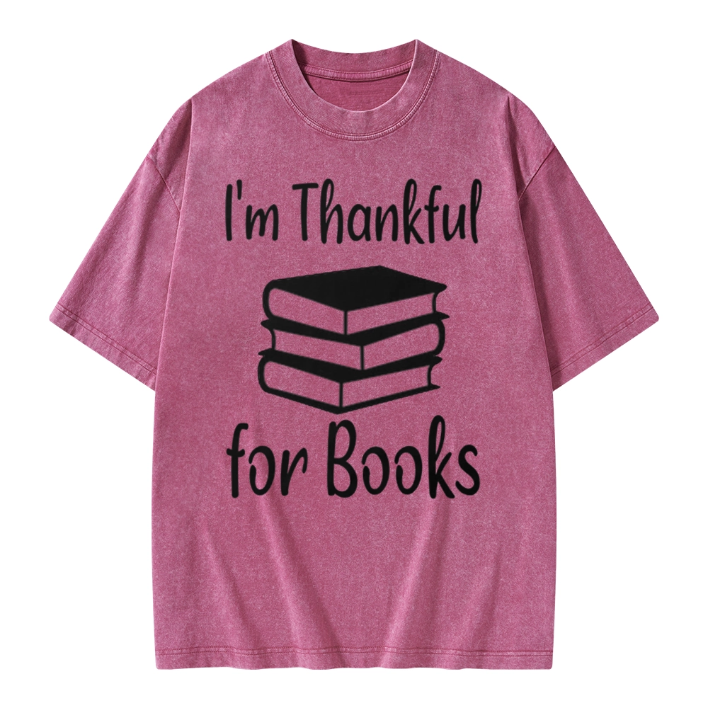 Pagewings Thanksgiving I Am Thankful For Books Unisex Washed T-shirt