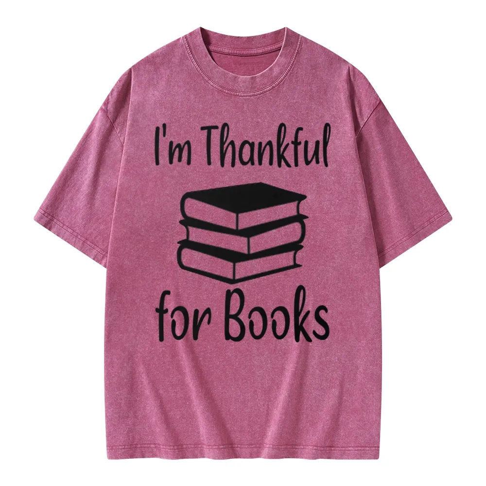 Pagewings Thanksgiving I Am Thankful For Books Unisex Washed T-shirt