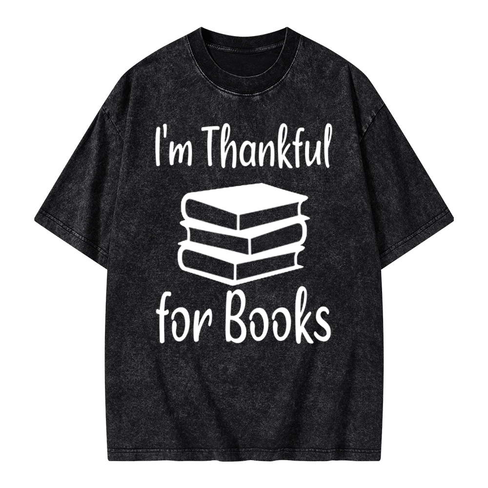 Pagewings Thanksgiving I Am Thankful For Books Unisex Washed T-shirt