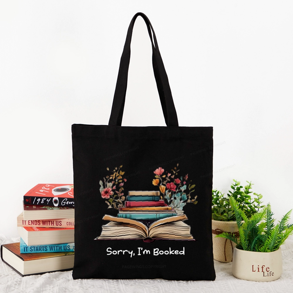 Pagewings Sorry I'm Booked Tote Bag