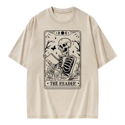 Pagewings The Reader Tarot Card Unisex Washed T-shirt