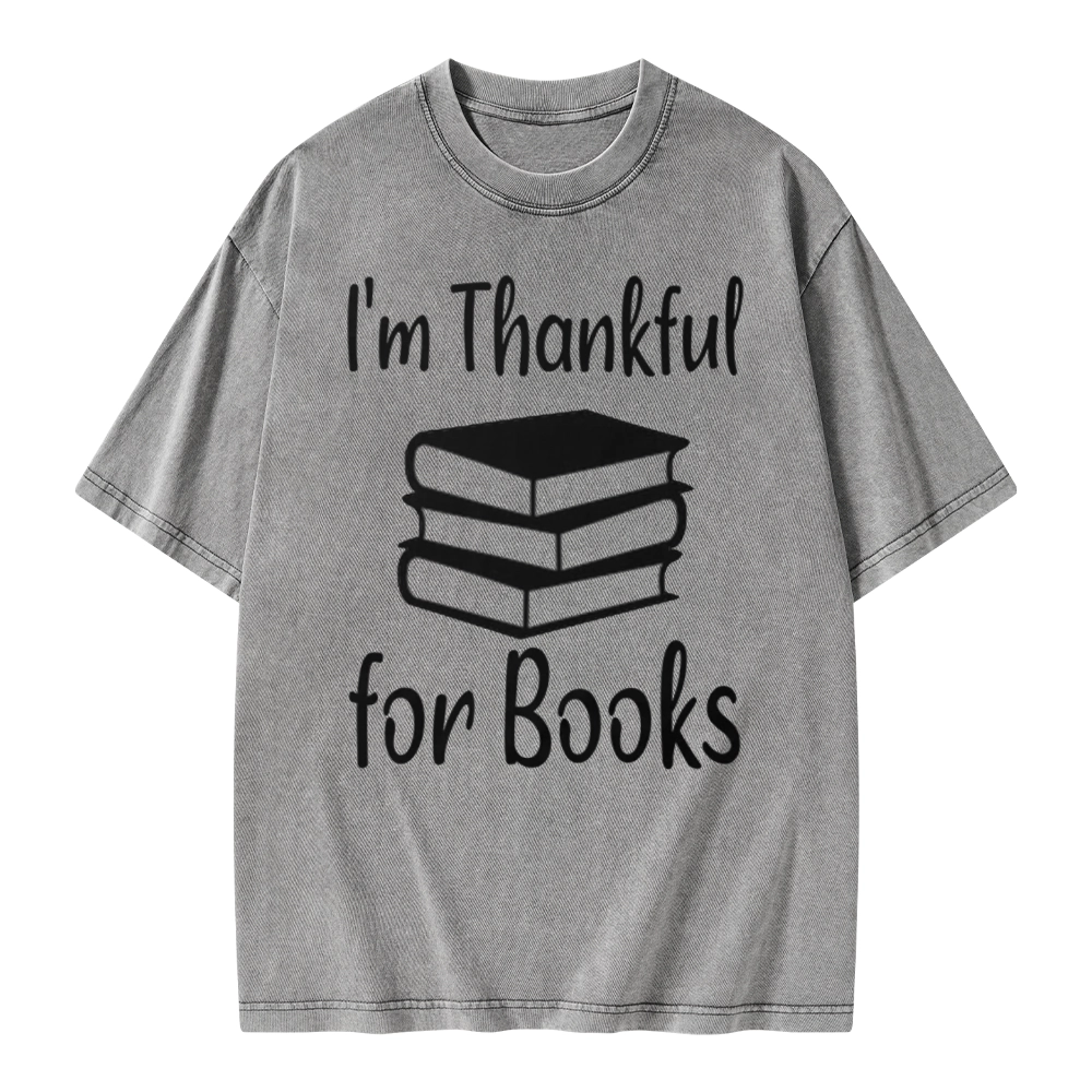 Pagewings Thanksgiving I Am Thankful For Books Unisex Washed T-shirt