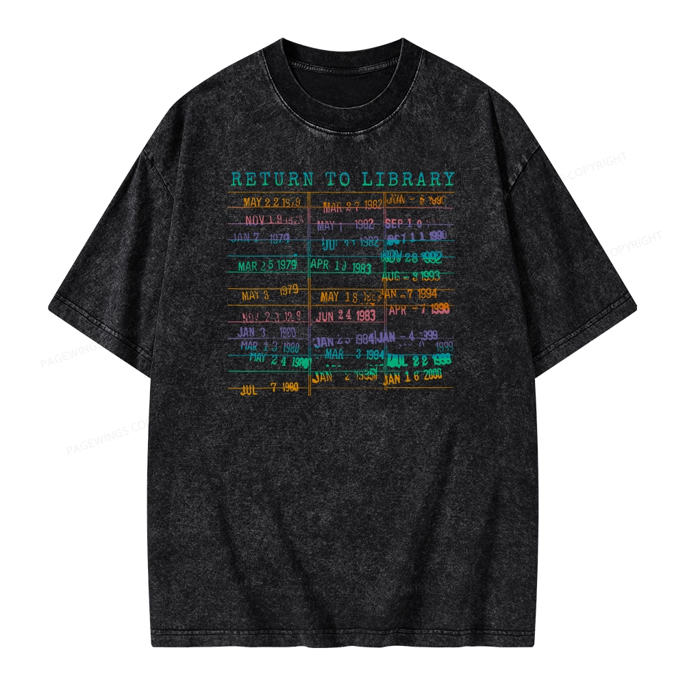Pagewing Vintage Library Rainbow Unisex Washed T-shirt