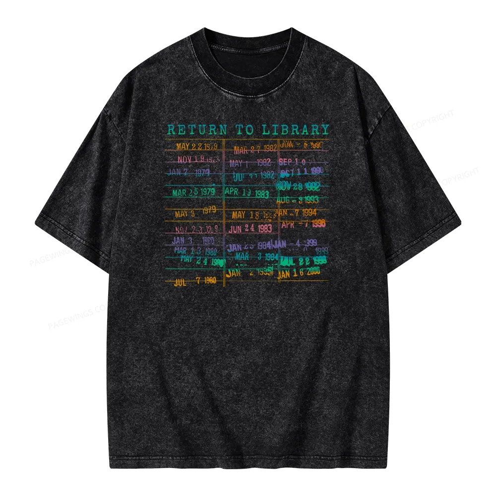Pagewing Vintage Library Rainbow Unisex Washed T-shirt