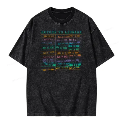 Pagewing Vintage Library Rainbow Unisex Washed T-shirt
