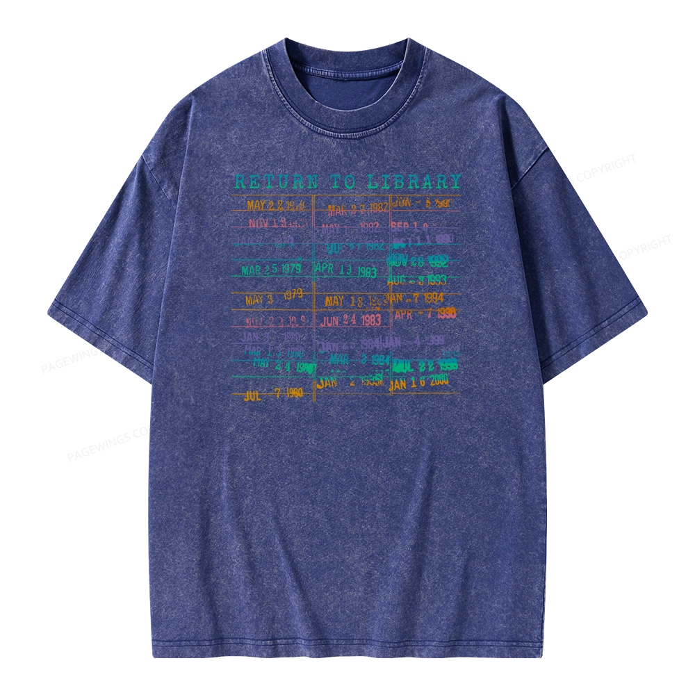 Pagewing Vintage Library Rainbow Unisex Washed T-shirt