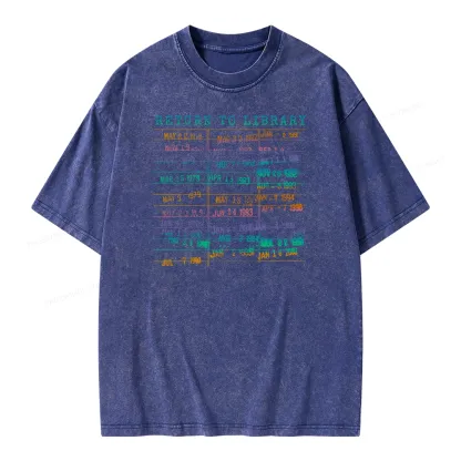 Pagewing Vintage Library Rainbow Unisex Washed T-shirt