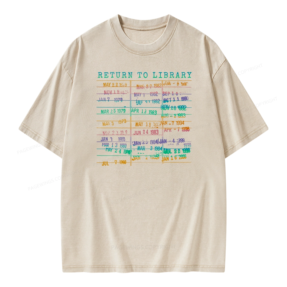 Pagewing Vintage Library Rainbow Unisex Washed T-shirt