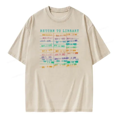 Pagewing Vintage Library Rainbow Unisex Washed T-shirt