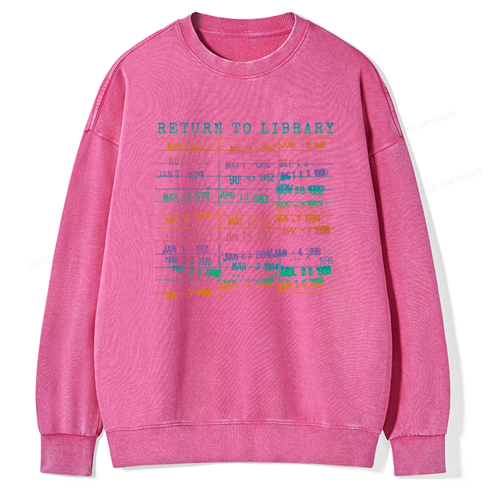 Pagewing Vintage Library Rainbow Unisex Washed Sweatshirt
