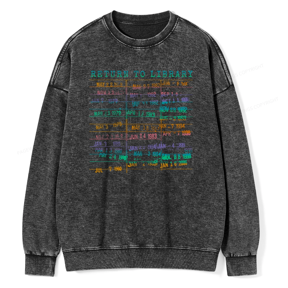Pagewing Vintage Library Rainbow Unisex Washed Sweatshirt