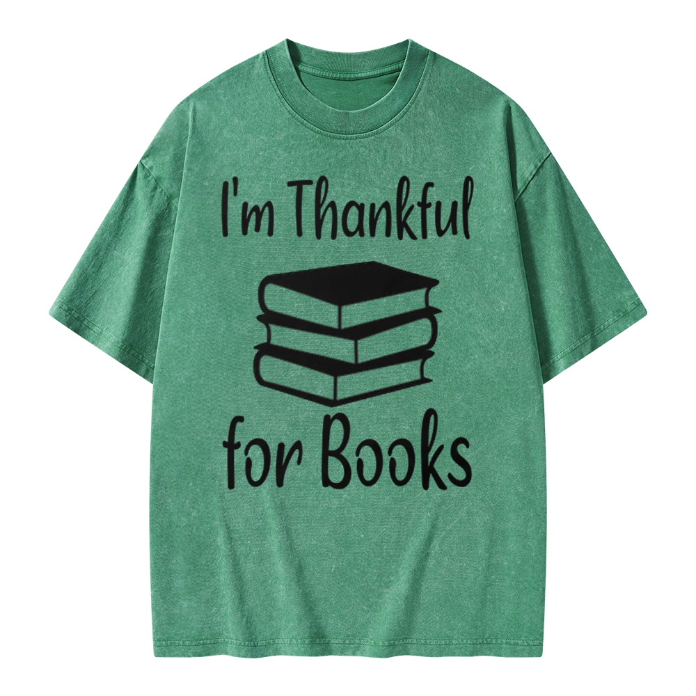 Pagewings Thanksgiving I Am Thankful For Books Unisex Washed T-shirt